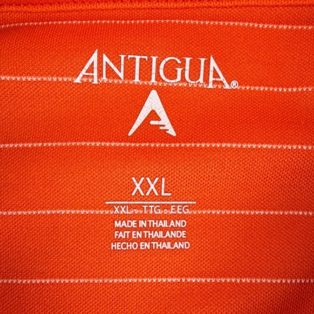 Antigua Miami Marlins MLB Mens XXL Orange Striped Short Sleeve Polo Shirt - Picture 4 of 6